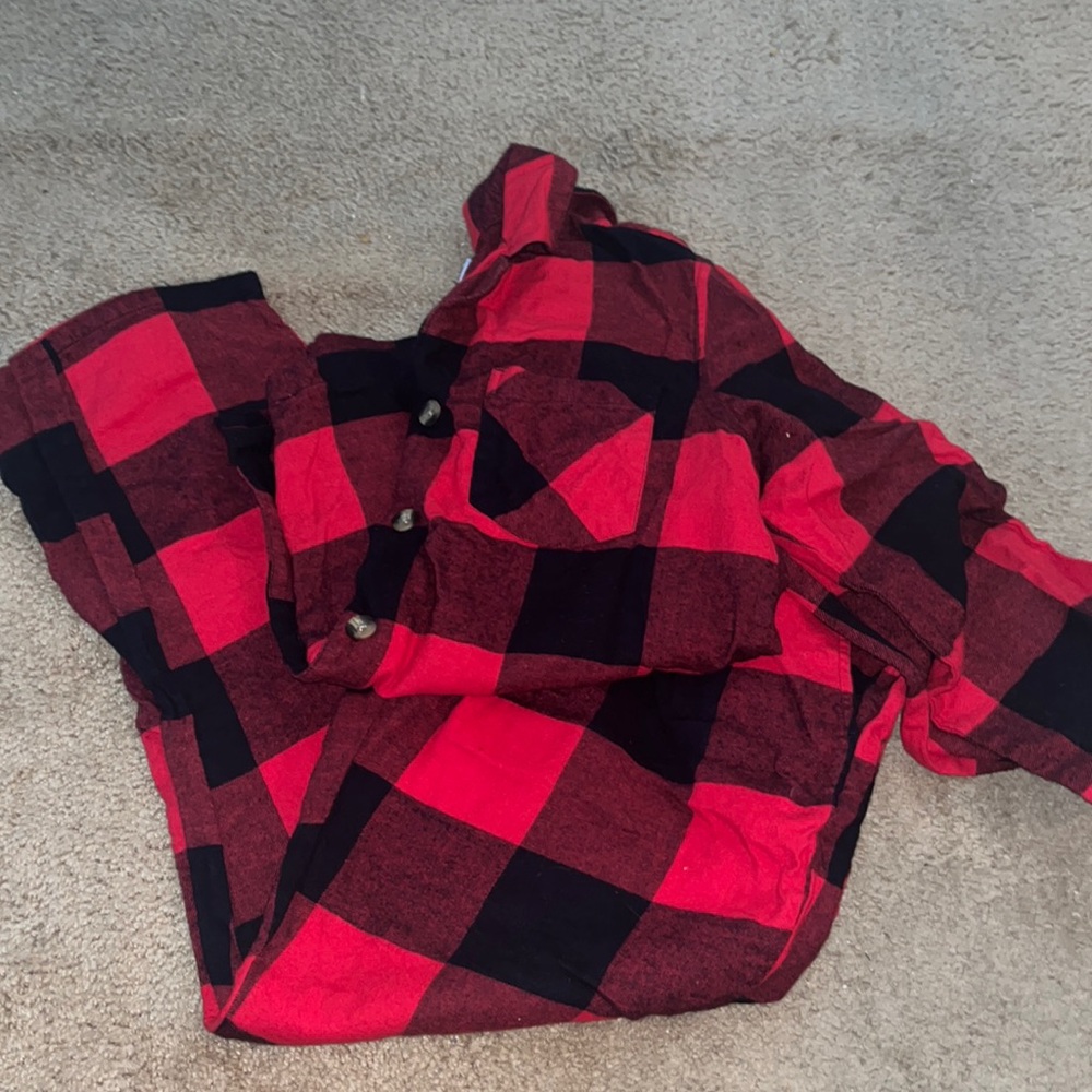 Men’s red black Buffalo plaid matching old navy pajamas
